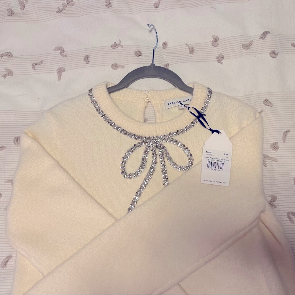 English Factory Rhinestone Bow Sweater - Picture 4 of 5